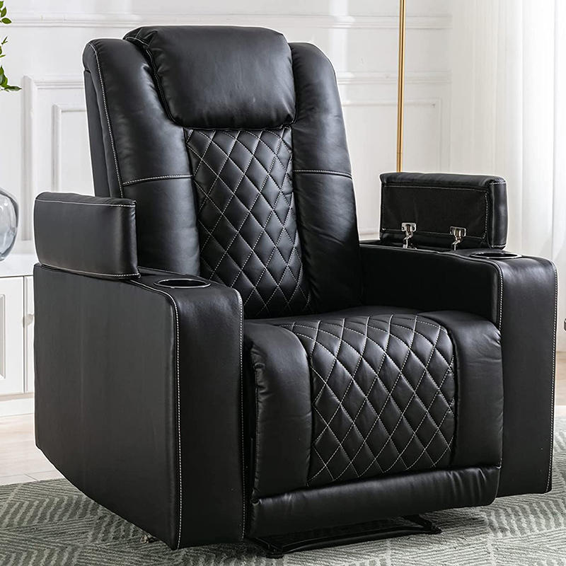 Soft Leather Electric Power Recliner for Adults with USB Ports and Cup Holders